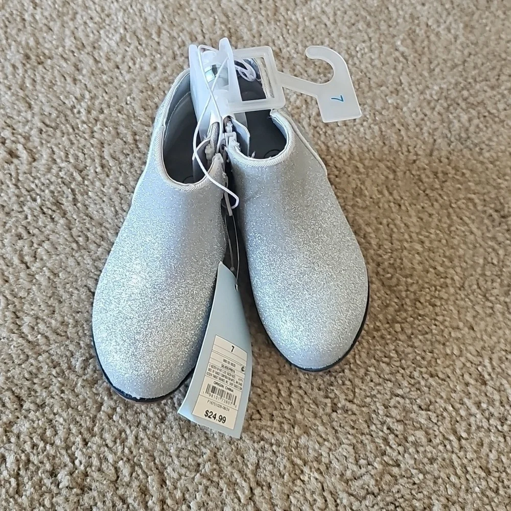 Toddler Girls Silver Glitter Booties Cat & Jack Size 7